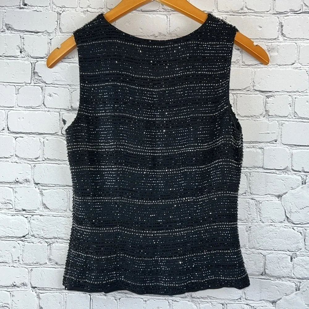 ANN TAYLOR Silk Beaded Tank Top Vee Neck - Picture 3 of 7